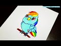 HOW TO DRAW RAINBOW DASH AS A CUTE PARROT | How to draw My little pony | Drawing tutorial for kids