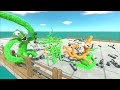 Rainbow Friends Green Rescues Rainbow Friends Orange and Fight - Animal Revolt Battle Simulator