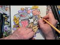 Timelapse - Full colour chaos mash - robots, arrows. letters and whips in the graffiti blackbook