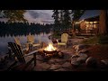 Tranquil Lakeside with Cozy Crackling Fire Sounds | Perfect Soundtrack for Sleep & Relaxation