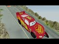 Saw Wheels: Tow Mater vs Lightning Mcqueen vs King Dinoco vs DOWN OF DEATH in BeamNG