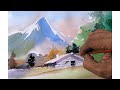 SIMPLE LANDSCAPE WATERCOLOR DEMO FOR BEGINNERS.