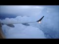 Turbulence, thunderstorm and dark sky during take-off