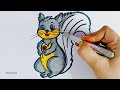 How to draw a Squirrel step by step | squirrel drawing for kids | easy drawing for kids