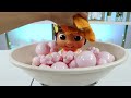 Cocomelon Baby Nina Gets Ready for Bed Pretend Cooking Huge Pasta Dinner Meal & Bubble Bath Wash!