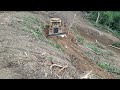 CATERPILLAR BULLDOZER D6R Working on cutting hills to make roads in plantations