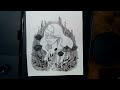 drawing using only black ink + ink washes, liner pens, first time using glass pen | time lapse video