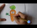 Teaching easy drawing of smiling carrot for children 🥕🥕