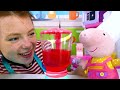 Irene und Peppa Wutz machen Eis und eröffnen ein Café. Spielzeug Videos. 2 Folgen am Stück