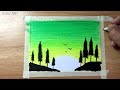 Easy Wax Crayon Drawing / Green scenery