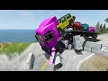 TRANSPORTING PIXAR CARS & FRUITS WITH COLORED & JOHN DEERE vs CLAAS vs TRACTORS - BeamNG.drive #962