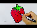 How to draw a Strawberry step by step | Strawberry drawing for kids | easy drawing