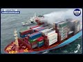 A Massive fire breaks out on a Maersk containership in the Arabian Sea, rescue operation underway