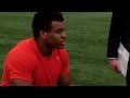 San Francisco 49ers Lawrence Okoye at his NFL (UK) Combine Workout in London