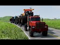 Triple Flatbed Trailer Monster Trucks Transport with Slide Color - Cars vs Speed bump - BeamNG.drive