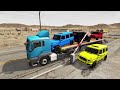 Flatbed Trailer Police McQueen Cars Transportation with Truck - Pothole vs Car #25 - BeamNG.Drive