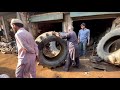 75 year old man Repair BIG Tractor Tire|| Amazing Technique Of Repairing A Tractor Tire ||