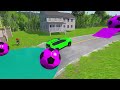 TRANSPORTING PIXAR CARS & FRUITS WITH COLORED & JOHN DEERE vs CLAAS vs TRACTORS - BeamNG.drive