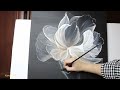 Transparent Flower on Black Background / Acrylic Painting Step by Step #211