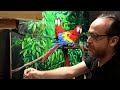 Cómo Pinté un Par de Guacamayas al Óleo-Clase de pintura-óleo sobre lienzo- Sesión Completa