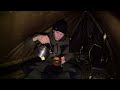 Hot Tent Camping  in deep Winter & Catch and Cook