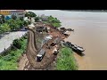 EP01!!Amazing!D31P bulldozer a land into deep water will require the dump truck to work much harder