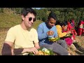 NEPALI FOOD in VILLAGE!! 60 Villagers Eat HUGE Goat Curry with @KanchhiKitchen in Nepal!​