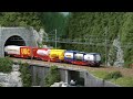 One of the nearly realistic French model railway layouts - HO scale model trains of SNCF in France