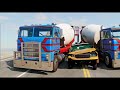 BeamNG Drive - Cars Trying To Survive Two Rampaging BigRigs