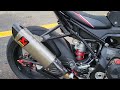 BMW S1000RR with full Akrapovic evolution line exhaust start up.