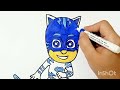 Cat Boy drawing and colouring for kids| PJ Masks character drawing.