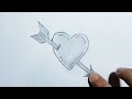 Draw a wounded heart with a pencil, draw a dolphin with a pencil, easy to draw with a pencil