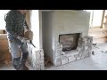 LOG CABIN DIY stone fireplace - Start to Finish