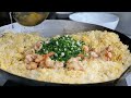 Thai Street Food - GIANT EGG FRIED RICE Bangkok Seafood Thailand