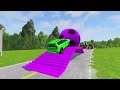 TRANSPORTING PIXAR CARS & FRUITS WITH COLORED & JOHN DEERE vs CLAAS vs TRACTORS - BeamNG.drive