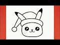 HOW TO DRAW CUTE CHRISTMAS PIKACHU