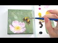 Bumblebee 🐝 Acrylic Mini Canvas Painting Idea 🐝 PAINT WITH ME Spring Flower and Bee 🌼