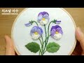 [CC] Pansy  flower, violet, hand embroiodery