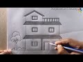 Beautiful Building House || Pencil Drawing || Very Easy || Cute