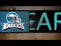 Full-color LED message sign with Eagles Schedule