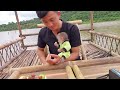 How monkey Bon and Dad build a water bamboo house (part 6) Completing railings for floating rafts