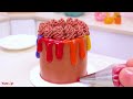 Amazing Rainbow Chocolate Cake Satisfying Miniature |  Decorating Rainbow KitKat Cake