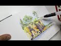 ASMR Pen Drawing & Watercolor | Peaceful Scenery with TWSBI Eco EF