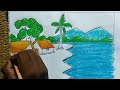 How to draw village scenery Drawing with oil pastel landscape scenery Drawing step by step..#art#