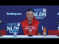 Game 1 win: Phillies' P Orion Kerkering talks to media