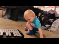 Toddler discovers music and plays instruments!