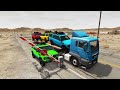 Flatbed Trailer Offroad Cars Transportation with Truck - Pothole vs Car #07- BeamNG.Drive