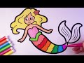 How to Draw a  cute Mermaid Princess for Kids Mermaid Drawing and Coloring for Kids and TODDLERS