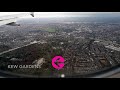 FLYING INTO HEATHROW AIRPORT OVER LONDON LANDMARKS