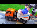 Funny stories about cars Bruder MAN street sweeper came to the rescue for a fuel truck  